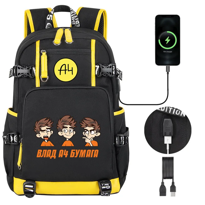 high quality 2022 NEW а4 мерч рюкзак Boy Girl Backpack USB ВЛАД А4 КОБЯКОВ Children Bookbag  Boy Girl Fashion Traveling Backpack