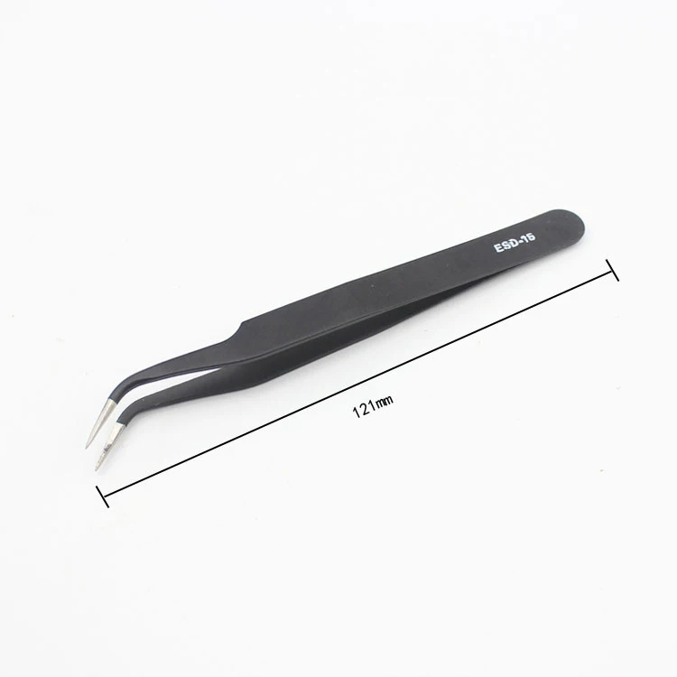1/6 PCS pinzette antistatiche in acciaio inossidabile ESD strumenti di manutenzione pinzette diritte curve di precisione industriale strumenti di riparazione