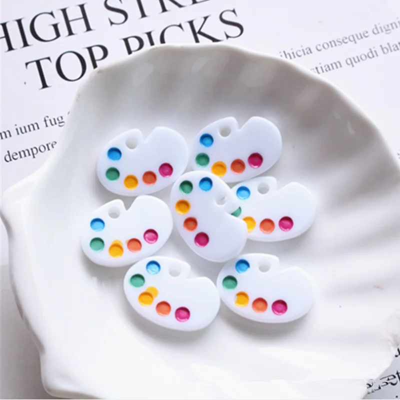 10Pcs /Llot 16*22MM Cute Color Palette Flatback Resin For Necklace Charms DIY Scrapbooking Embellishment Decoration Craft