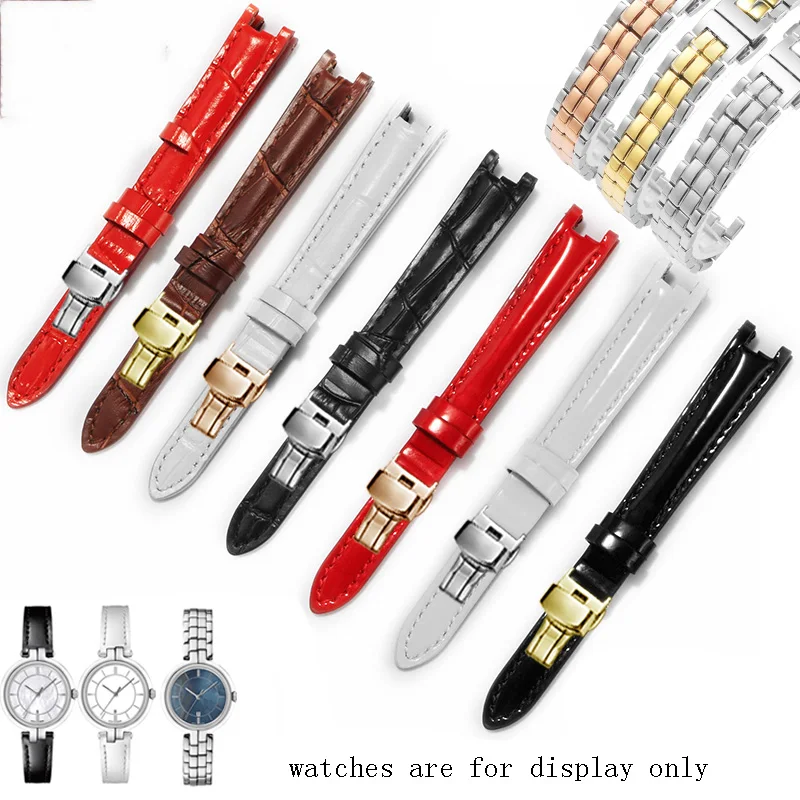 

Stainless Steel Watchband Lady's Bracelet For Tissot 1853 T094 T094210 Series Genuine Leather Watch Chain Black Red