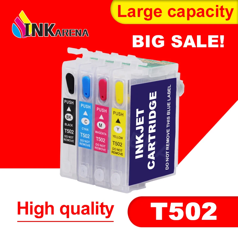 

T502 502XL T02W1-T02W4 Refillable Ink Cartridge For Epson XP-5100 XP-5105 WF-2860 WF-2865 XP5100 5105 2860 2865 Printers