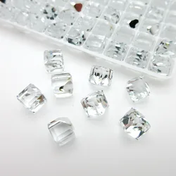 Najwyższej jakości świecą jasne szkła kryształowego 4mm, 6mm, 8mm, 10mm, w kształcie kostki Rhinestone klej na do paznokci sztuki worki na buty akcesoria Diy