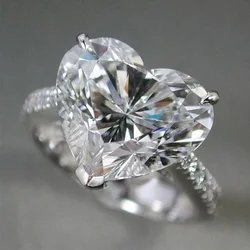 Heart Cut 12mm Moissanite Diamond Ring 100% Real 925 sterling silver Party Wedding band Rings for Women Men Engagement Jewelry