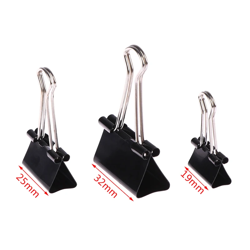 10Pcs Binder Clips File Clips Black Metal Binder Clips Notes Letter Paper Clip Binding Securing Clip