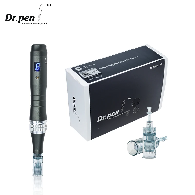 Authentic Dr. pen Ultima M8 With 12 Cartridge Wireless Professional Microneedling Pen Derma Pen for Beard Hair Regrow Skin Care