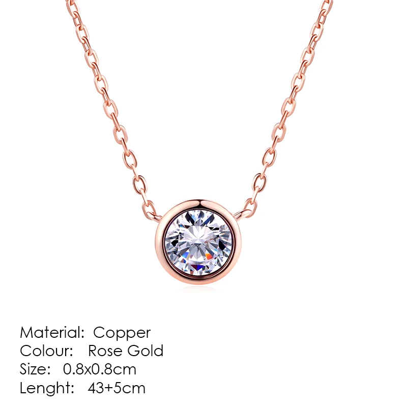 Double Fair Shiny Pendant Necklaces For Women Classical Round Crystal Choker Necklace Rose Gold Plated Fashion Jewelry N388