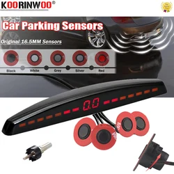 Koorinwoo LED Screen Flat 13mm Car Parktronic Parking Sensor 4 Radar Black/white/Silver Car Detector Rear Bumper Reverse For Car