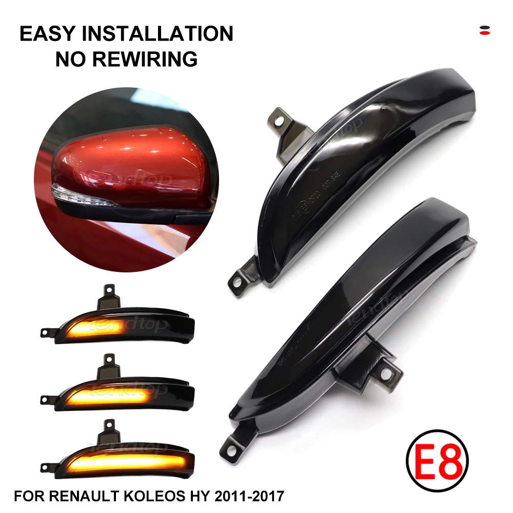 LED Dynamic Turn Signal Lights For Renault Koleos HY 2011-2017 1st Gen.Facelift Model Side Mirror Indicator Sequential Blinker