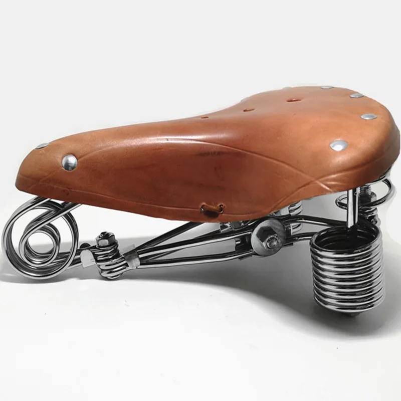 G46 Fahrradsattel Vintage 100% Rindsleder-Sattel Verstärkter Metallrahmen im Alten Stil – Detail 8