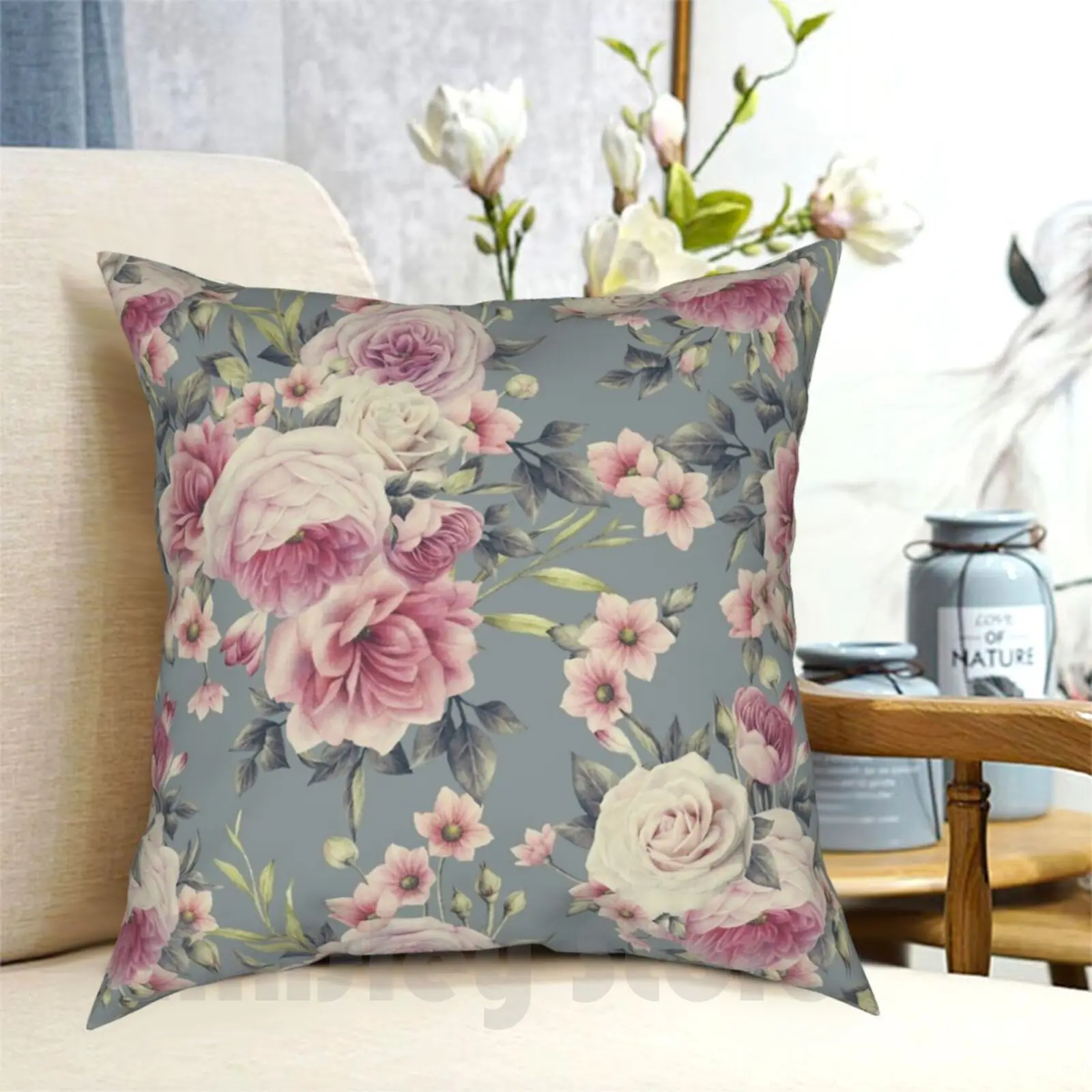 

Rose Floral Pattern Pillow Case Printed Home Soft Throw Pillow Rose Roses Rose Pattern Rose Design Floral Floral Pattern