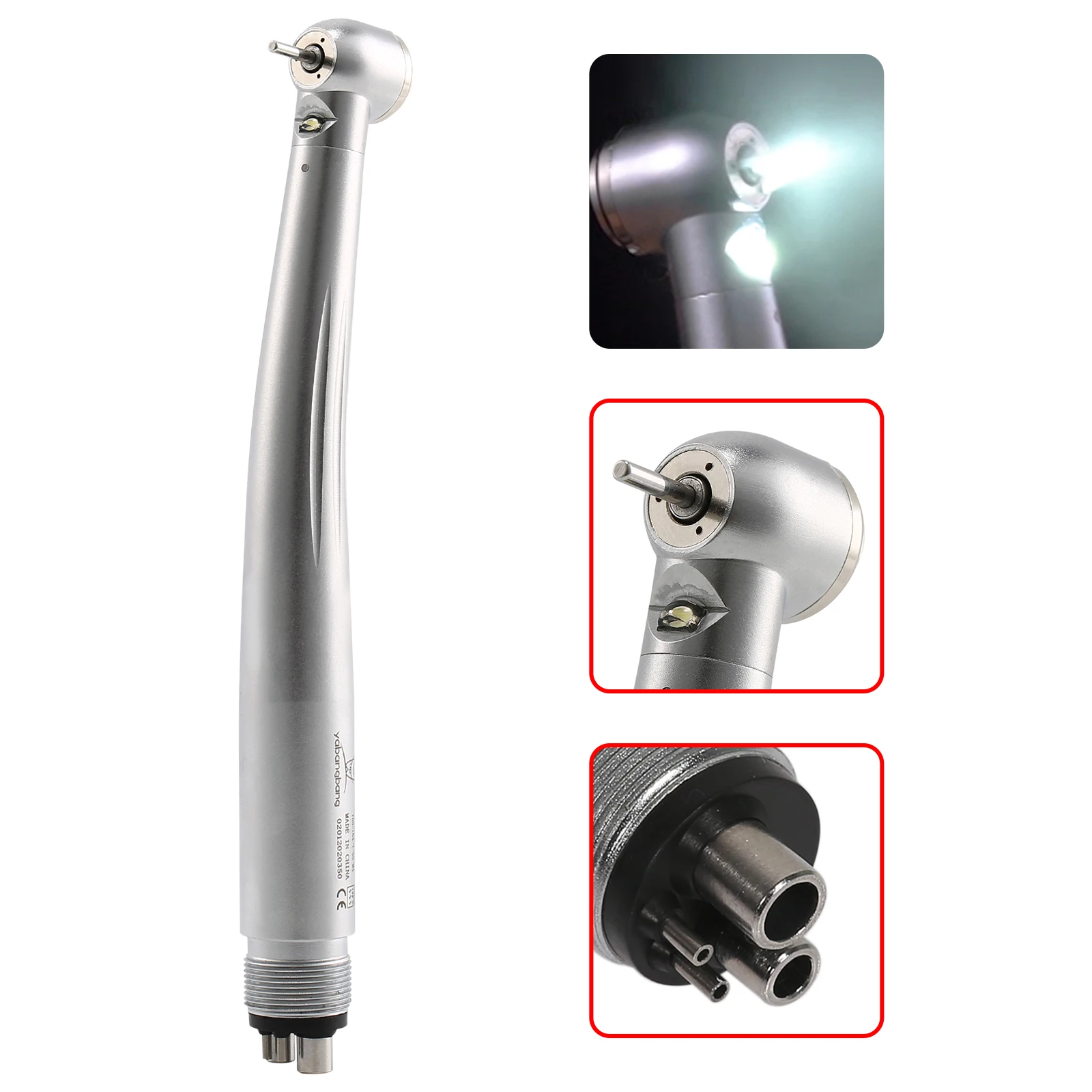 YABANGBANG Triple Water Spray LED E-generator 4 Hole Dental High Speed Handpiece Large Head Push Button Chuck KAVO Style