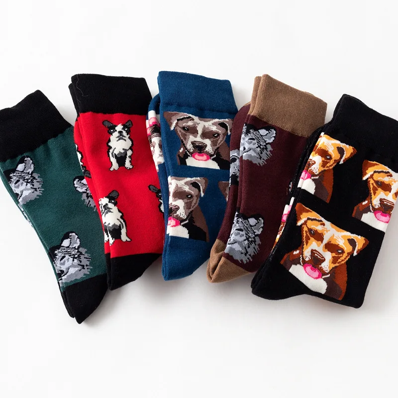 Men\'s Animals Dogs Unisex Dress Cotton Puppy Funny Street Socks Casual Cotton Sport Pug Hot Sale Skateboard Female Sox European