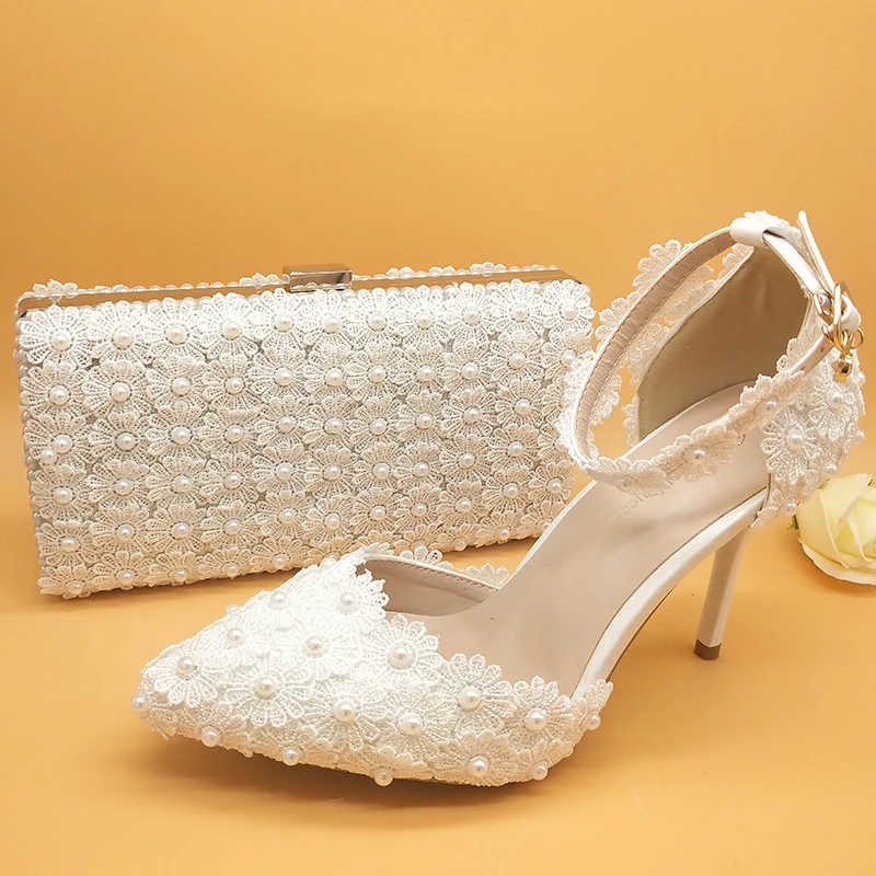 

White Lace -up Party Shoes Pointed Toe Thin Heel Wedding Shoe Summer Sandal 7cm/9cm High Heel Women Party Shoes Ankle Strap