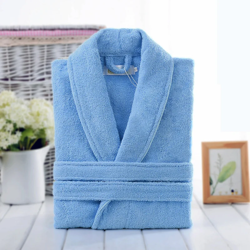 

100% Cotton Toweling Terry Robe Unisex lovers Soft Bath Robe Men And Women Nightrobe Sleepwear Male Casual Home Bathrobe