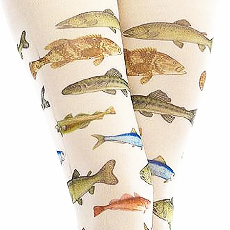 Women Tights With Fish Print Lolita Smooth and Heat Tech Super Stretch Pantyhose Leggings for Girls Love Stocking Onlyfans