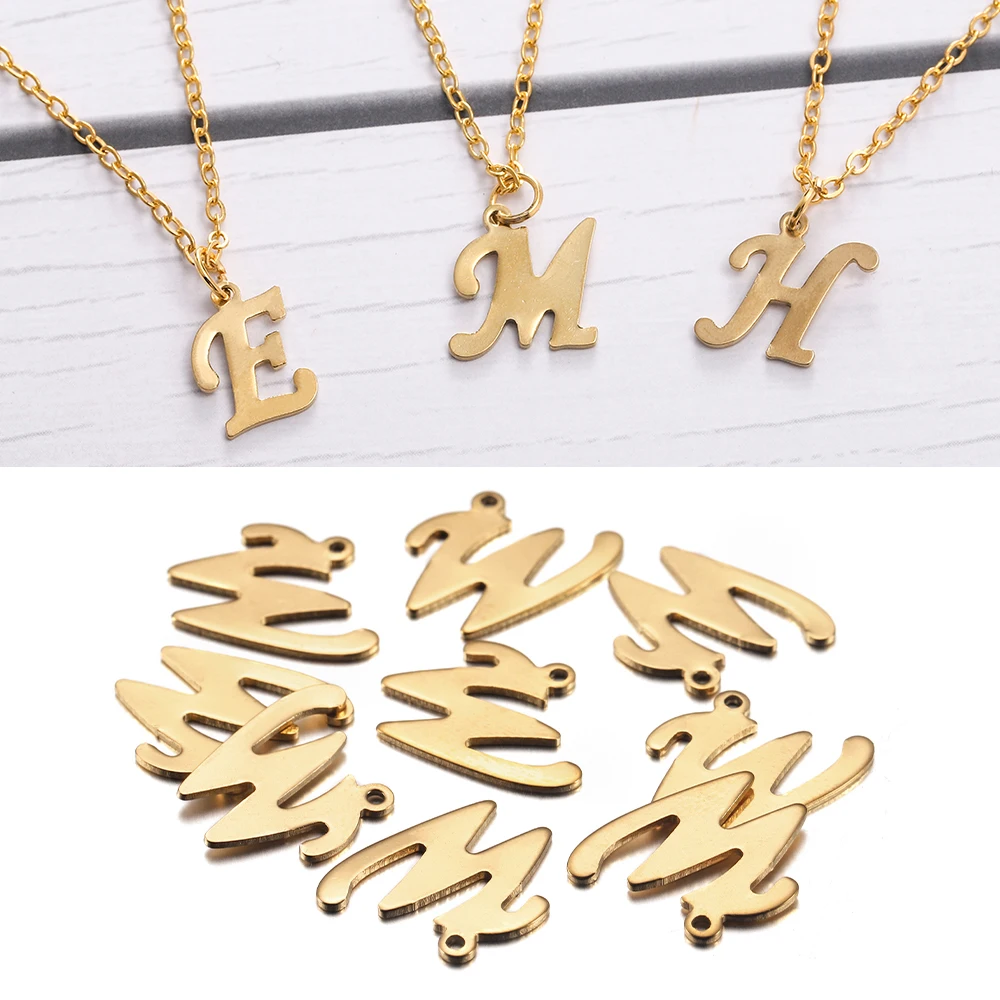 30pcs Gold Steel Alphabet Charms for DIY Jewelry