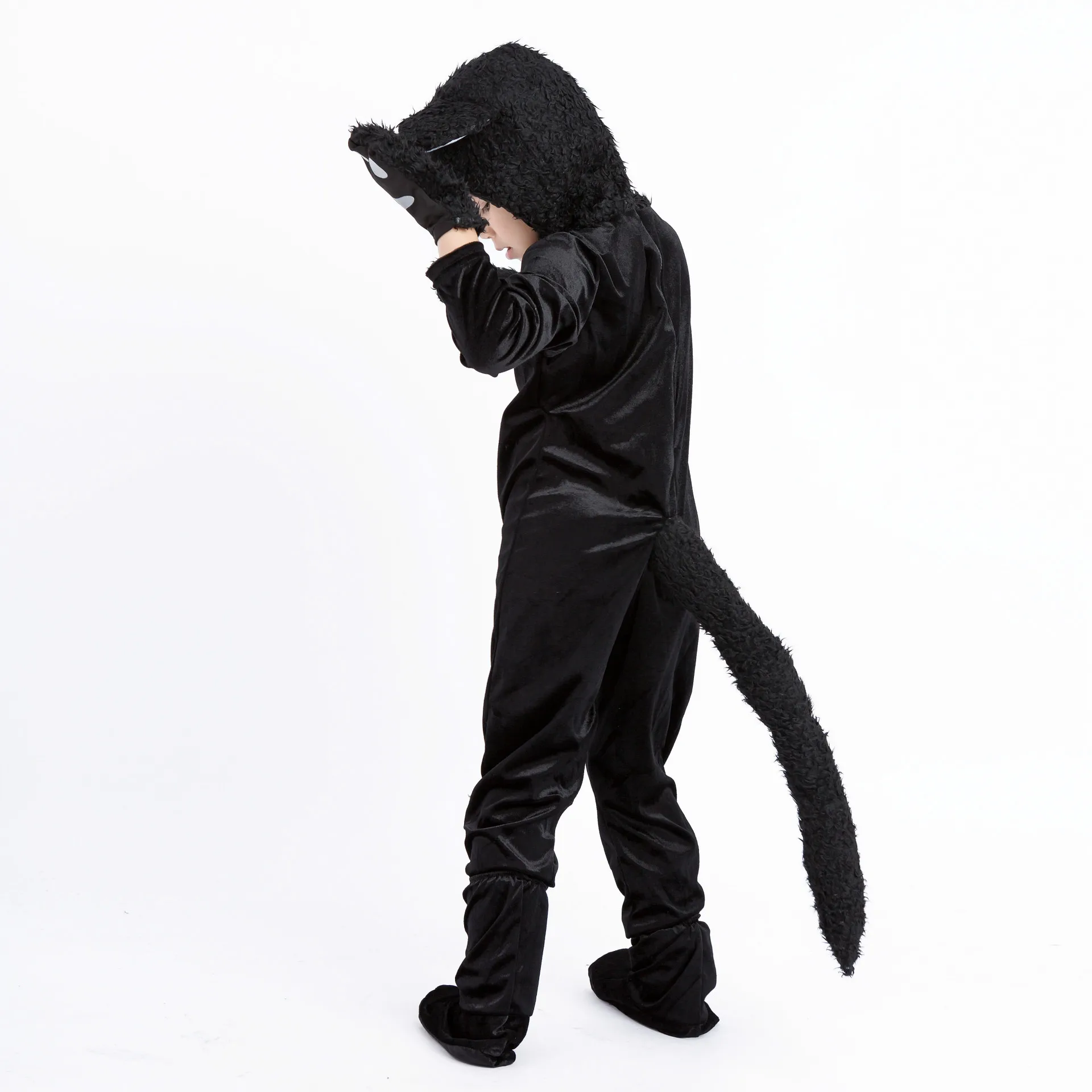 Child Black Cat Animal Pajamas Jumpsuit Panda Pyjamas Kid Boy Girl Sleepwear Nightwear Costume Halloween Fancy Dress