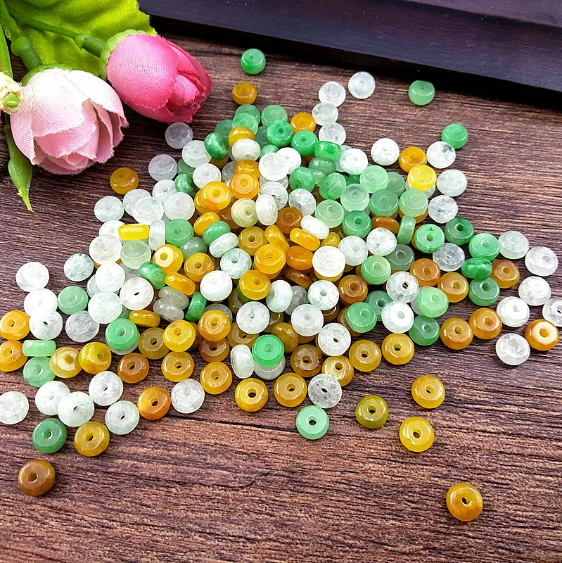 10pcs/lot  6x3x1mm Natural Jade Emerald Spacer Beads DIY Making supplies Bracelet Bead Chain Charming supplies Jewelry Finding