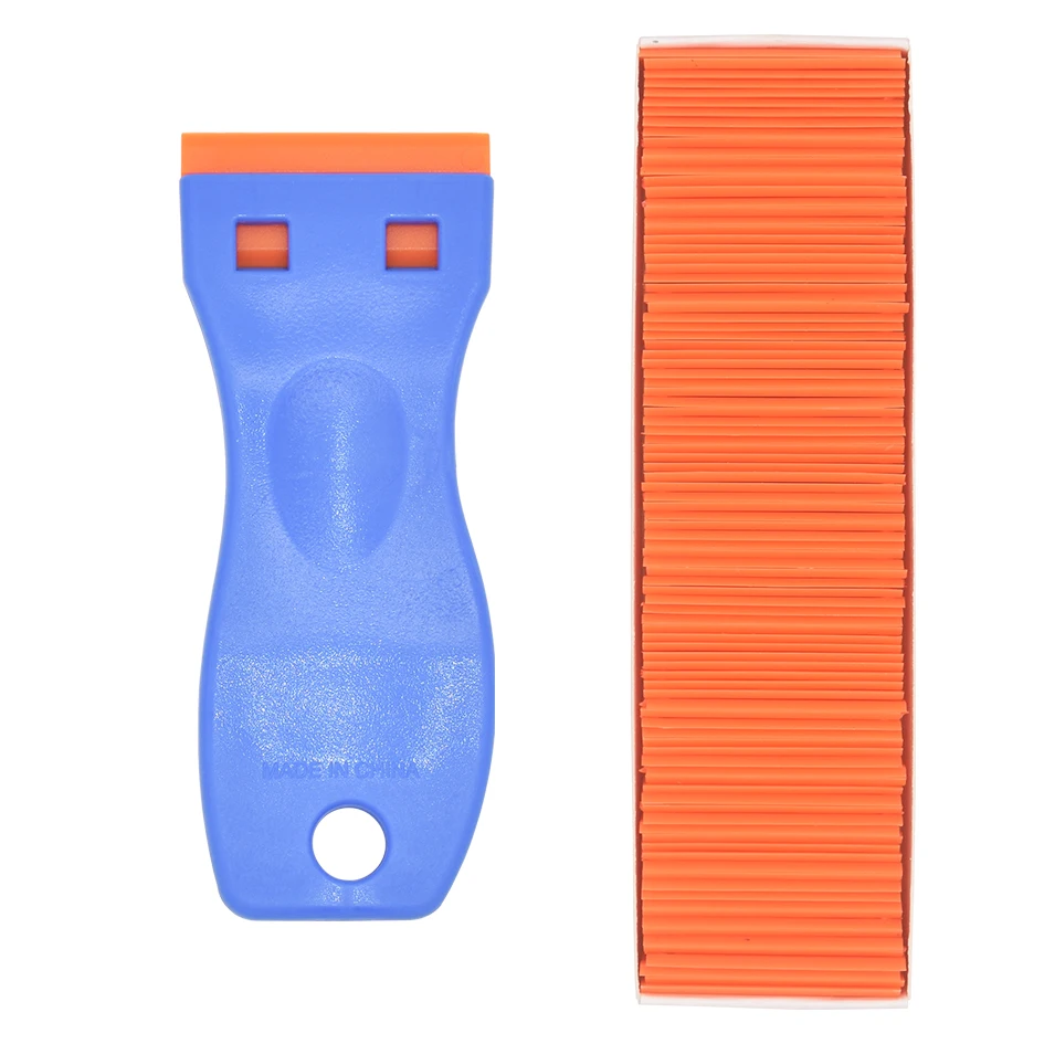 Blue Handle Scraper With Orange Plastic Blade Razor for Glue Film Sticker Remove Cleaning Tools Wholesale