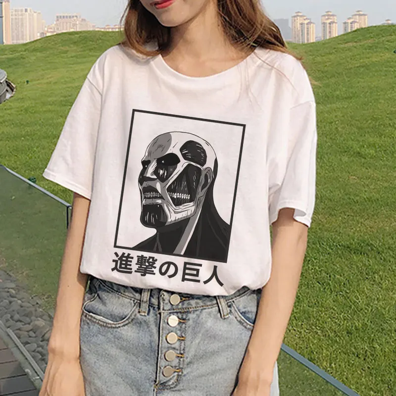 Japanese Anime Attack On Titan T Shirt Rival·Ackerman Eye Print Funny Punk Tops Ulzzang Harajuku Loose Gothic Women\'s T-shirt