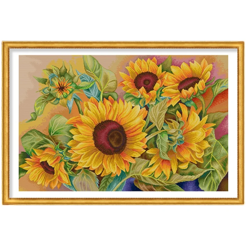 

Printed Fabric Bouquet for Women, Cross Stitch Kits, Europe style, Sunflower, Crafts Gifts for mother, 11CT Cross-Stitch