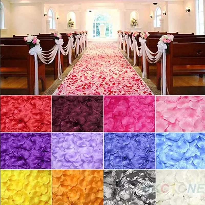 Pétalos de rosa de seda para celebraciones, 1000/3000 piezas, 5x5CM, decoraciones para fiestas de boda, flor Artificial falsa, suministros para fiestas de compromiso, 70%