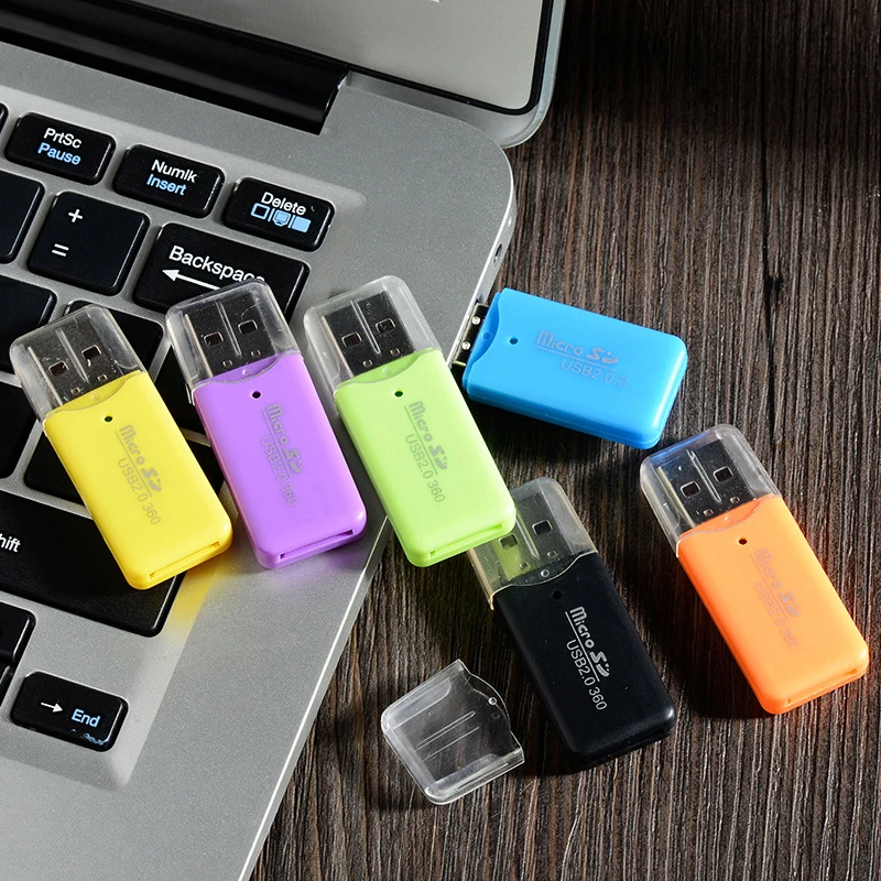 1~5PCS USB 2.0 Mini Multicolor Plastic Memory Card Reader