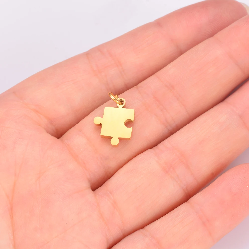 5er-Set (10 Stück) Puzzle-Edelstahl-Anhänger für die Schmuckherstellung, Großhandel-Anhänger für Halsketten, Armbänder, DIY-Schmuck und Bastelarbeiten – Detail 6