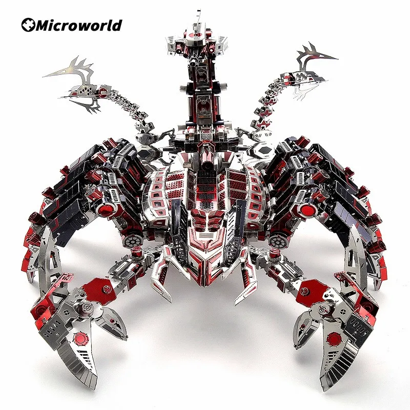 Microworld 3D Metal Animal Puzzle Red Devils Scorpion Model Kits DIY Desktop Decoration Jigsaw Toys Birthdays Gifts For Adults