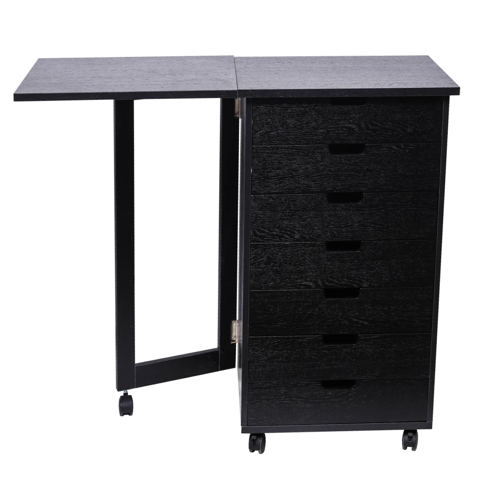 Wood Filing Cabinet  7 Drawer Gate Leg Roll Cart with Desk Black Color Office White Color  Office Cabinet File Cabinet