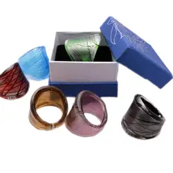 Sands Mura Stripe Glass Ring for Women Red Black Blue Purple - Stylish Colorful Jewelry with Free Gift Box