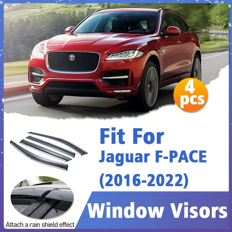 Window Visor Guard for Jaguar F-PACE 2016-2022 Vent Cover Trim Awnings Shelters Protection Sun Rain Deflector Auto Accessories