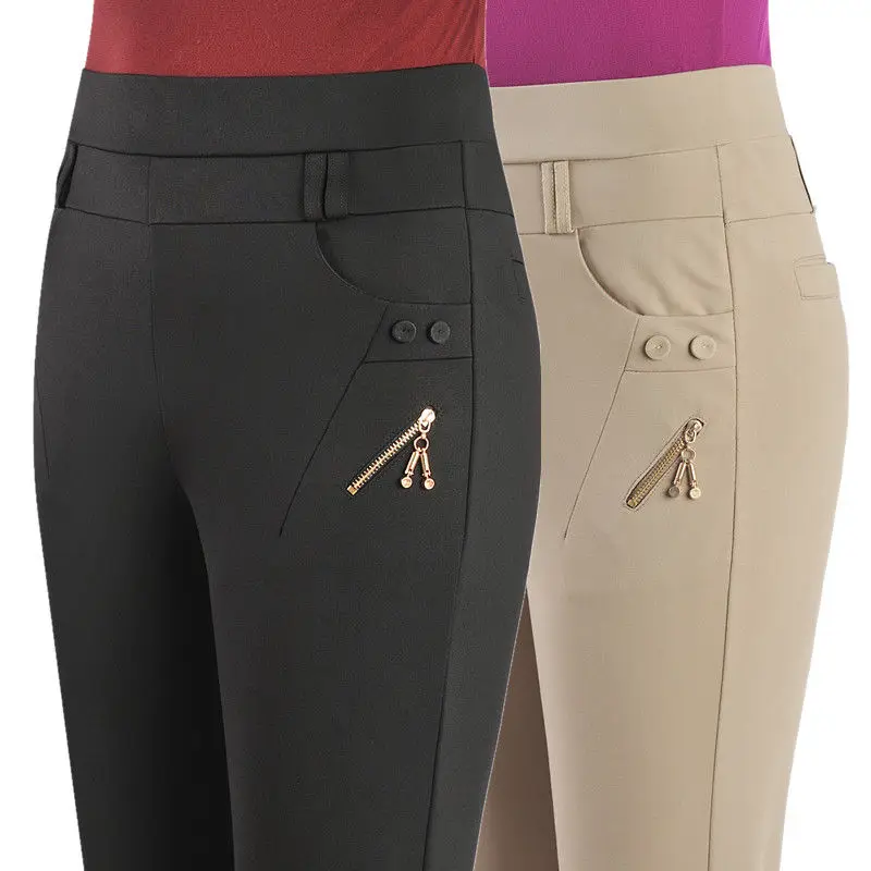 Hosen Frauen neue Frühling Herbst hohe Taille Stretch Freizeit hose große Frauen hose Mittelalter Sommer gerade Hose