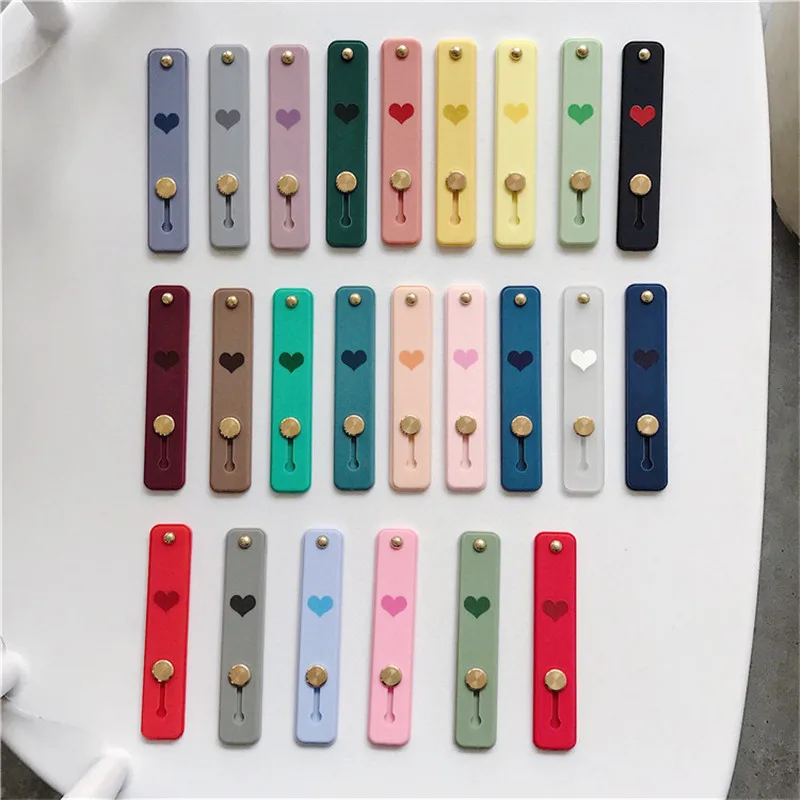 

50pcs Silicone Phone Holder Finger Ring Wristband Strap Push Pull Grip Stretch Stand Heart Candy Color Hand Band Bracket