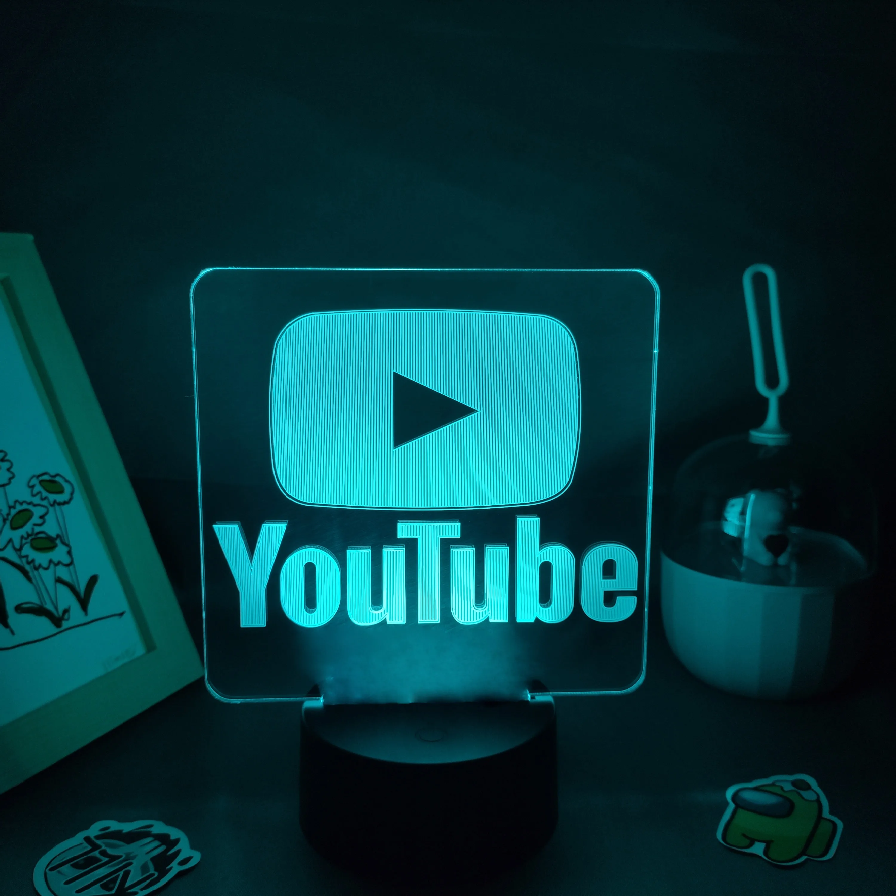 YouTube LOGO Mark Lava Lamps 3D LED RGB Neon Night Lights Cool Colorful Gift For Friends Bedroom Bedside Coffee Table Decoration