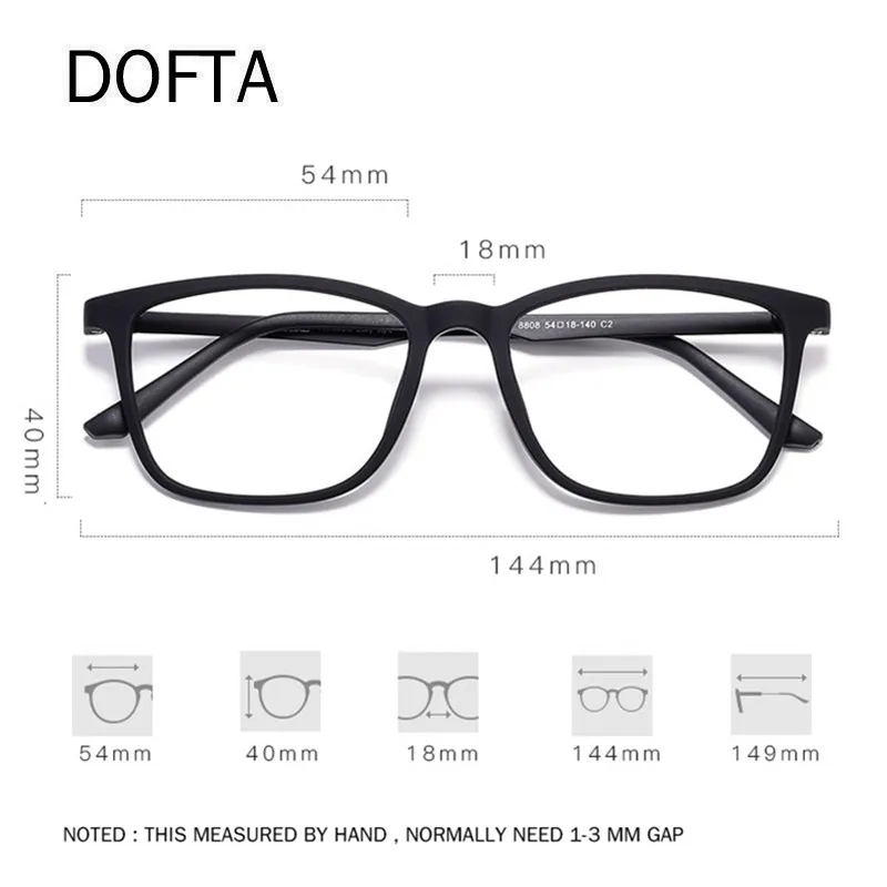 DOFTA Pure Titanium Optical Myopia Glasses Frame Men Ultra-Light Square Prescription Eyeglasses Decorative Eyewear 5393