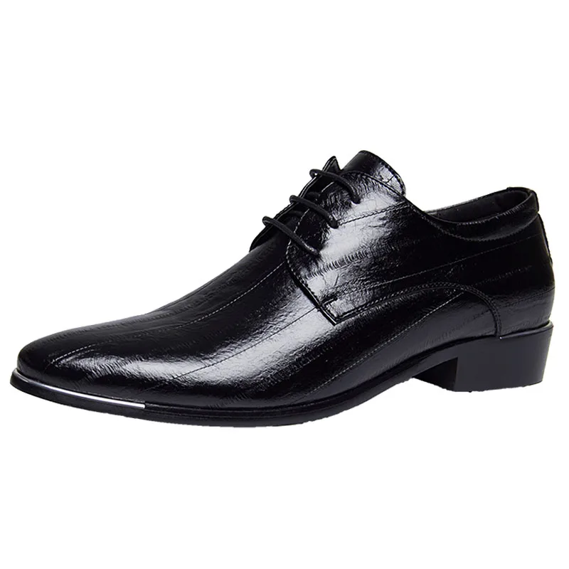 Business Dress Men Shoes Classic Formal Leather Shoes Men Breathable Black Office Wedding Shoes Flats Pointed Toe Oxford Shoes