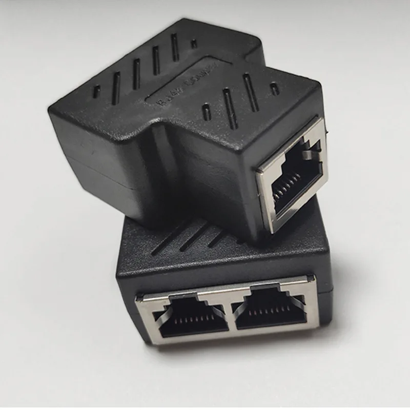 Divisor de red LAN Ethernet RJ45 de 1 a 2 vías, Doble Adaptador de puertos, acoplador, extensor, adaptador de enchufe