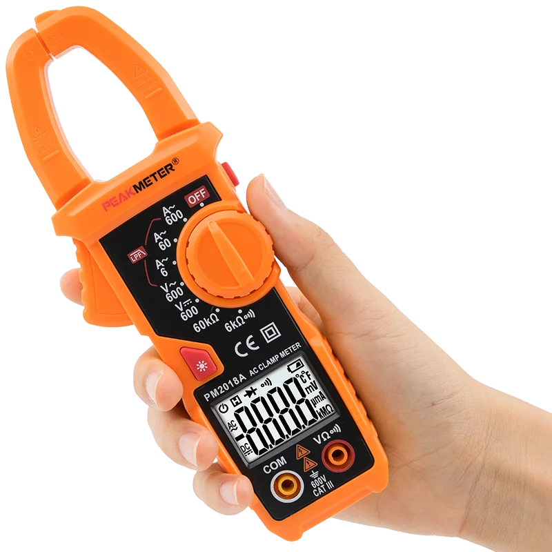 PEAKMETER ufficiale di vendita calda PM2018A portatile AC digital clamp meter gamma manuale per uso domestico con data hold retroilluminazione LPF