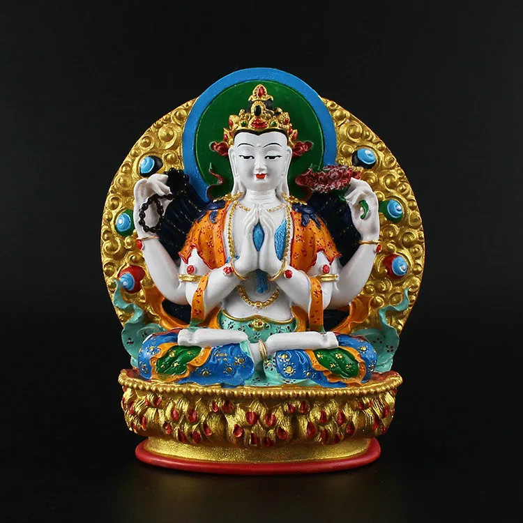 Tibetan Buddhism Amitabha Buddha Statue, Bhaisajyaguru ornament, Painted Secret Future Buddha, Bodhisattva Manjusri Resin Crafts