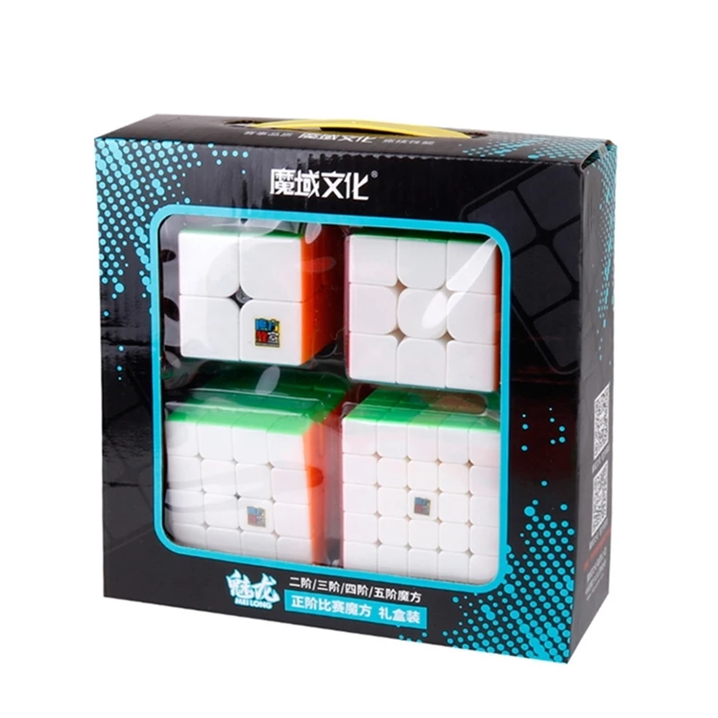 MoYu Cube 4 in 1 Gift Box set 2x2~5x5 cube Profissional magic cube Moyu Meilong 4pcs set Speed cube Puzzle Educational Toys kids