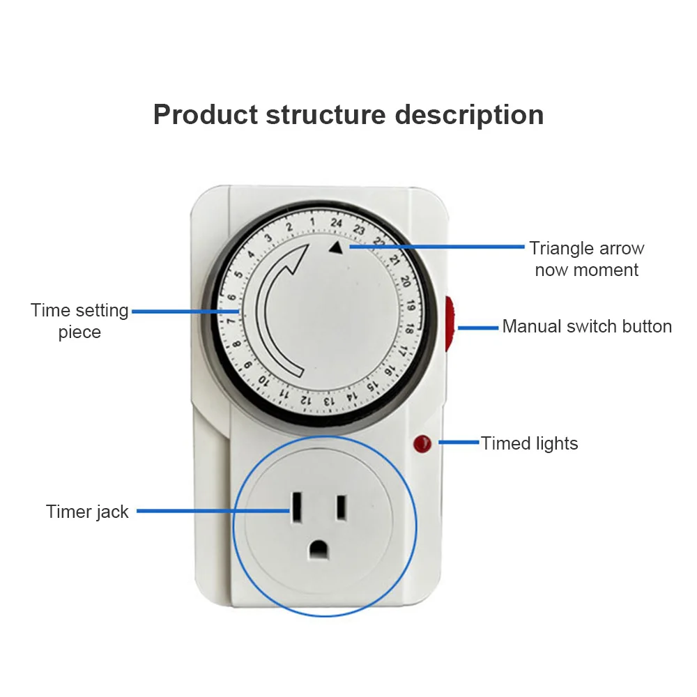 24 Hour Cyclic Timer Switch Kitchen Timer Outlet Loop 110V Timing Socket Mechanical Timer 230VAC 3500W 16A UK EU US Plug