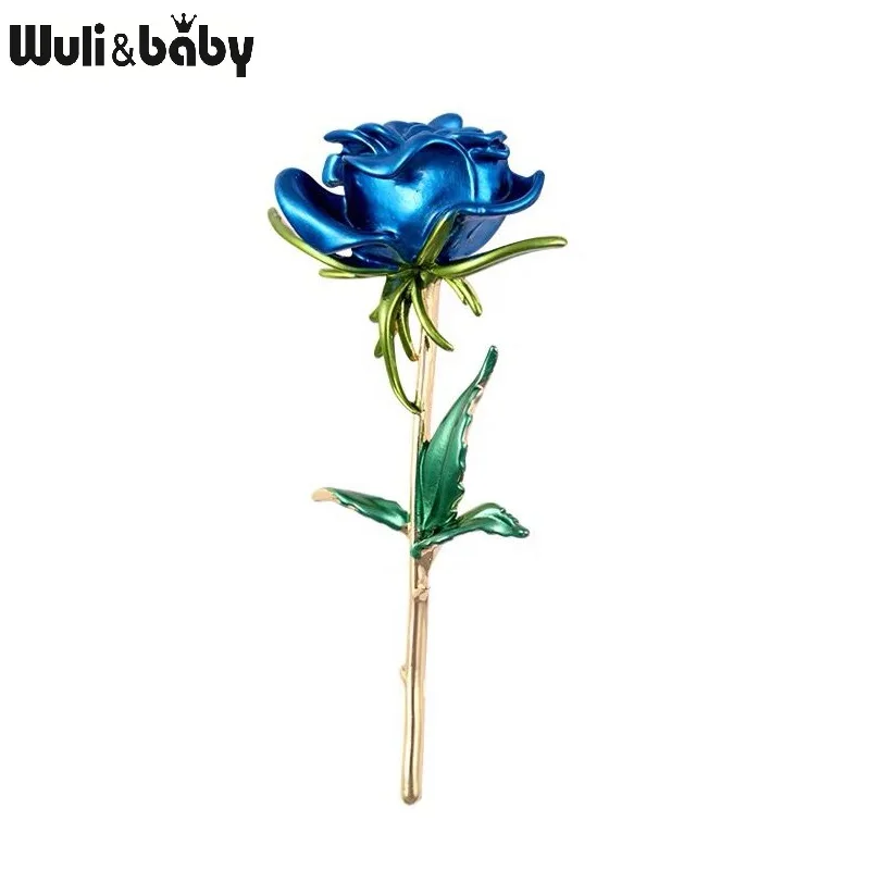 Wuli&baby Classic Enamel Rose Flower Brooches For Women Alloy 4-color Rose Flower Weddings Office Casual Brooch Pins Gifts