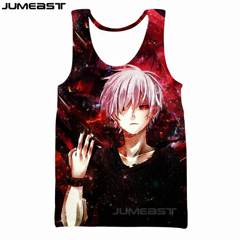 Jumeast Men Women 3D Vest Anime Tokyo Ghoul Streetwear Harajuku Oversized Short Sleeve Sport Pullover Summer Tank Tops Tees