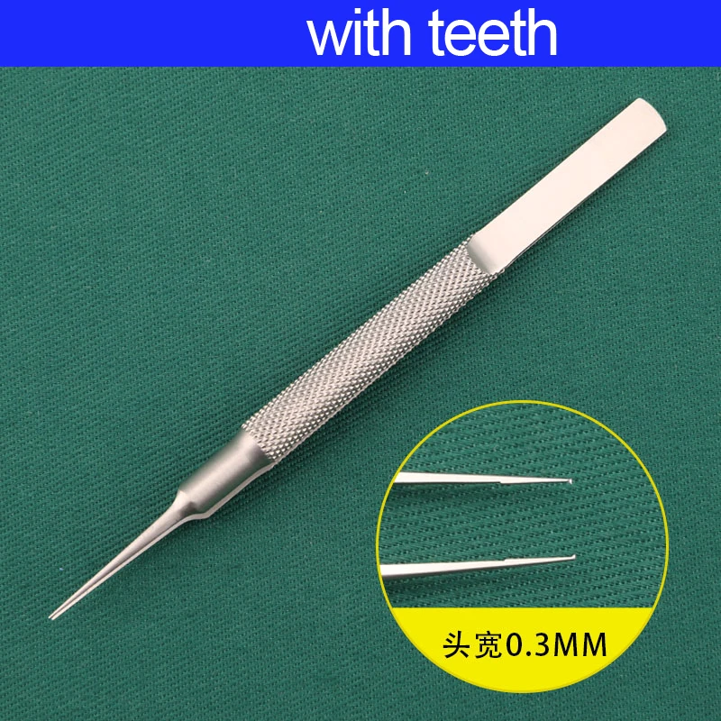 11cm Stainless Steel Micro Tweezers with round Handle Eyelid Tooth Platform Ophthalmic Surgical Instrument for Medical Use