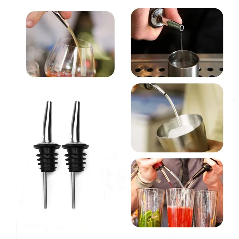 1/2/3pcs Stainless Steel Wine Olive Oil Pourer Dispenser Spout Glass Bottle Pourer Cap Spout Stopper Mouth Dispenser Bartender