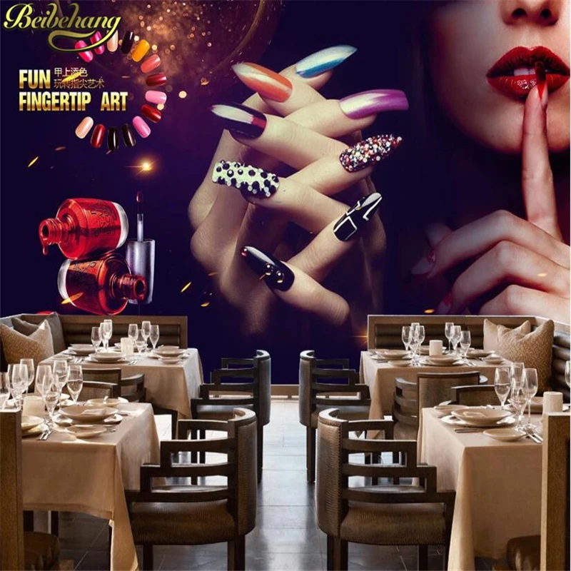 Papel pintado de foto personalizado beibehang, murales para salón de belleza, decoración de uñas, murales de alta gama, fondo de pared, papel de pared