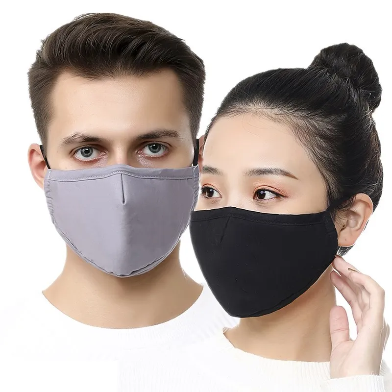 Spring Autumn Black Cotton Adjustable Pm 2.5 Dust Mouth Mask Winter Comfortable Solid Color Mouth Face Mask For Women 4 Color