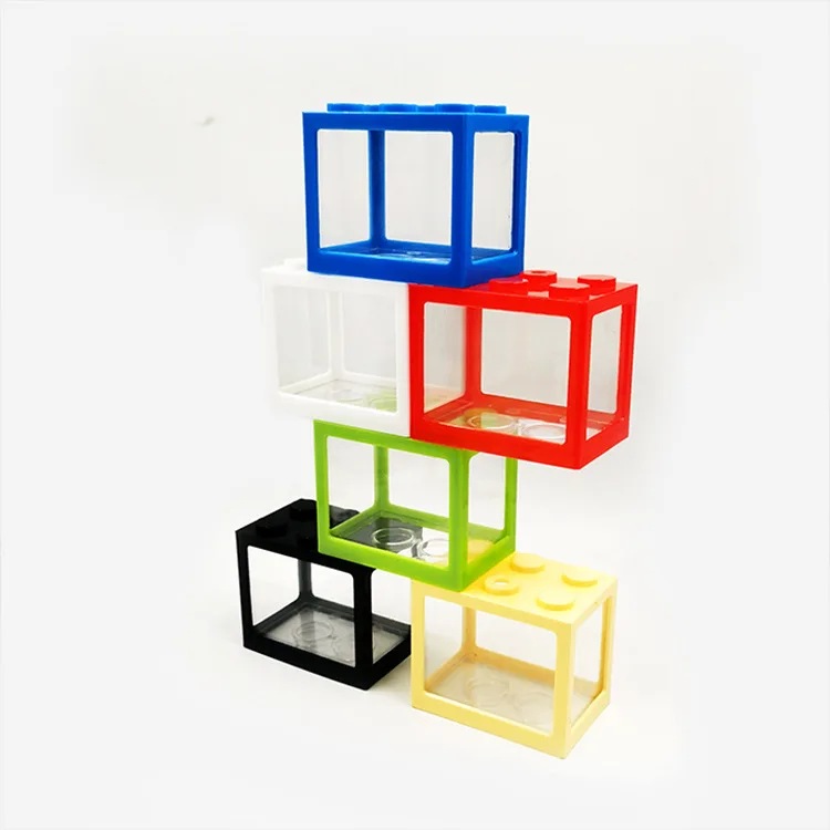 Mini hydroponic seaweed ball box micro cylinder glass flower box pet stack block fish tank plastic reptile cage