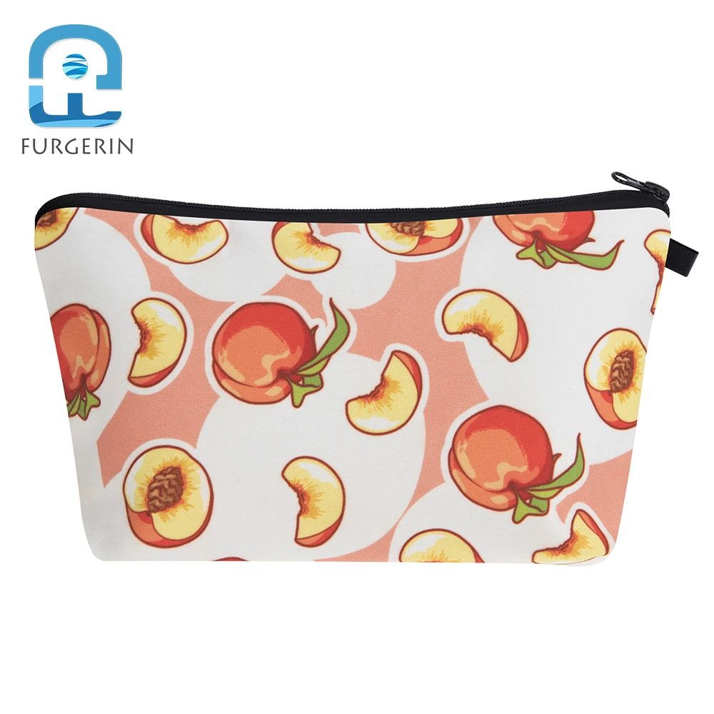 

Peach Travel Cosmetic Bag for Women, Zip Lock Makeup Bags, Toiletries Organizer, Cute Female Storage Make Up Cases
